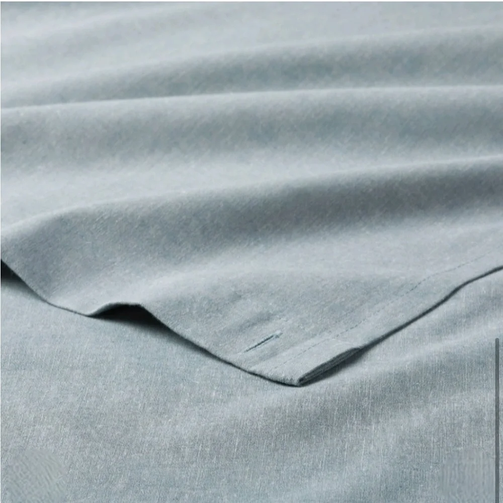 CASALUNA NWT chambray shower curtain -teal
